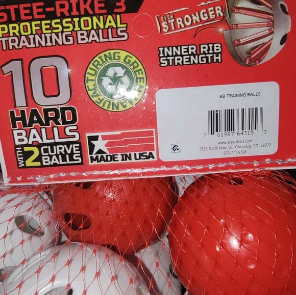 Stee-Rike 3:  10pk  Professional  Premium Training Balls w 2 Curve Balls - Picture 2 of 4